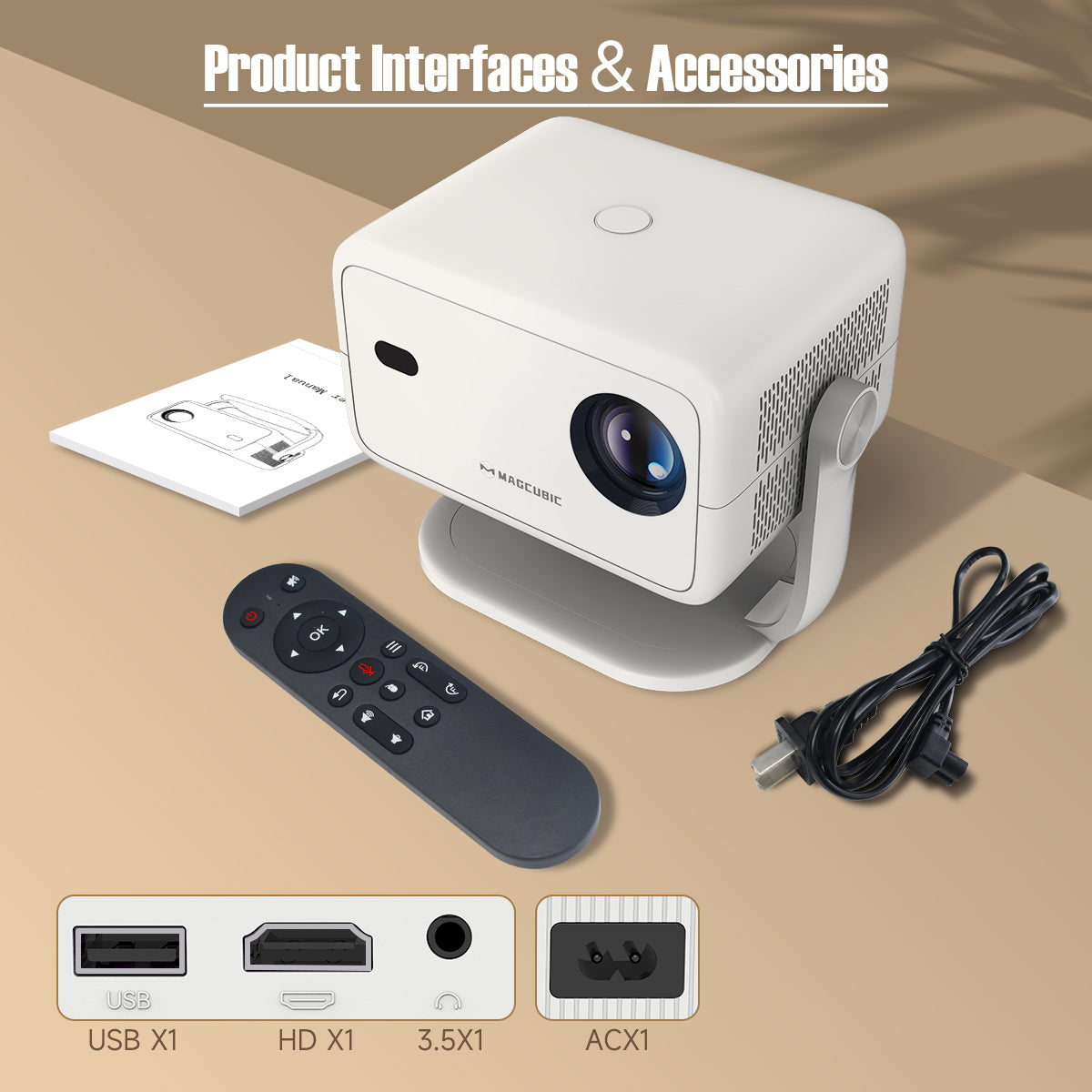 Magcubic L018 4K Projector – Android 11, 650 ANSI Lumens, Native 1080P, Auto Focus & Keystone, BT5.2, WiFi6, Allwinner H713, Portable 360° Rotation